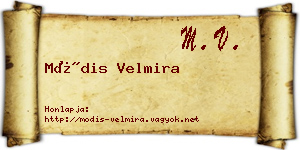 Módis Velmira névjegykártya